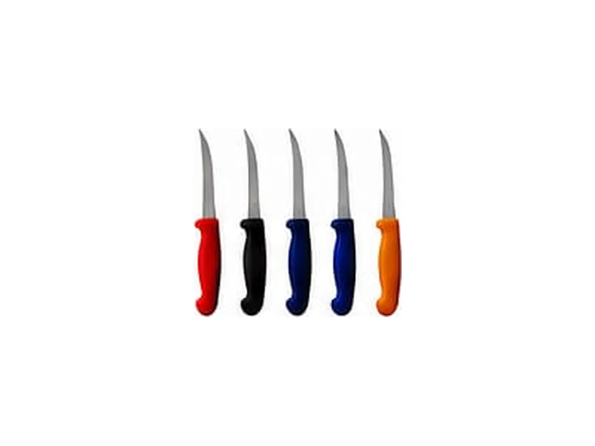 Deborner Knife Set of boning knives with coloured handles and narrow curved blades