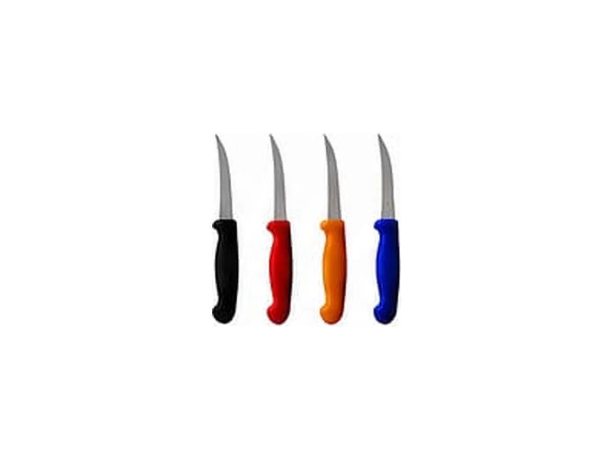 Skinner Set of skinning knives with black, red, orange and blue handles